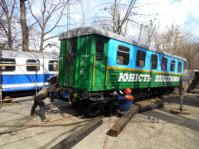 Постановка вагона на тележки